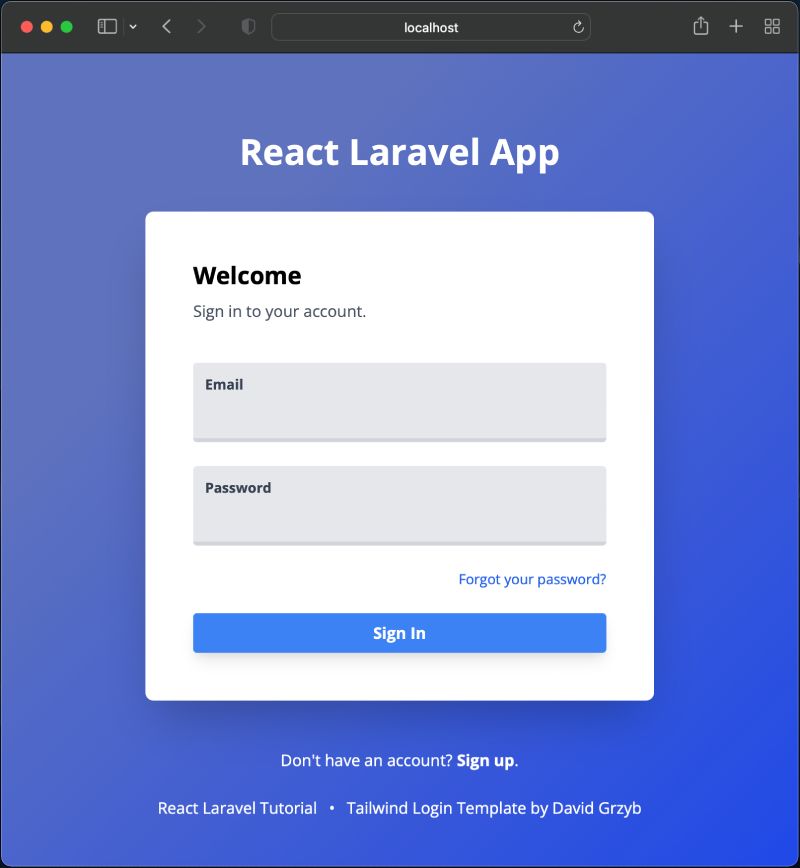 laravel 9 react 18 localhost
