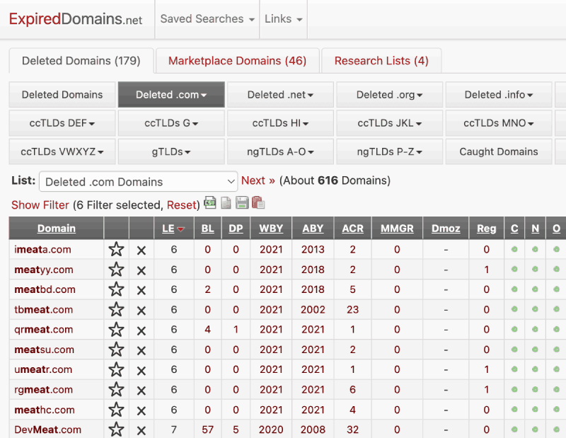 expired domains search